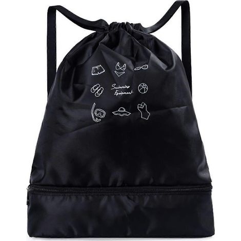 Bolsa de almacenamiento para trajes de baño con separación para ropa mojada y seca, mochila impermeable para todas las edades, equipo de natación, color negro, talla L.