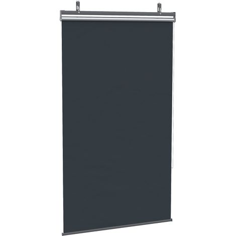 Store vertical, 124 x 222 cm, brise-vue pour balcon avec protection solaire, store enrouleur pour balcon avec crochets, brise-vue pour tonnelle, polyester