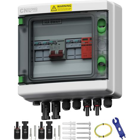 Solar Junction Boxes 2 Inputs 1 Output DC500V 40A MCB 20A FU IP65 Waterproof, 40A Circuit Breaker with T2 Surge Arrester and 20A Fuse, IP65 For Outdoor Solar Panels (1/5)