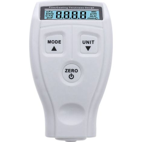 Jauge d'épaisseur de peinture Jauge d'épaisseur de revêtement Jauge de profondeur de peinture avec écran LCD rétroéclairé (blanc) (1/5)