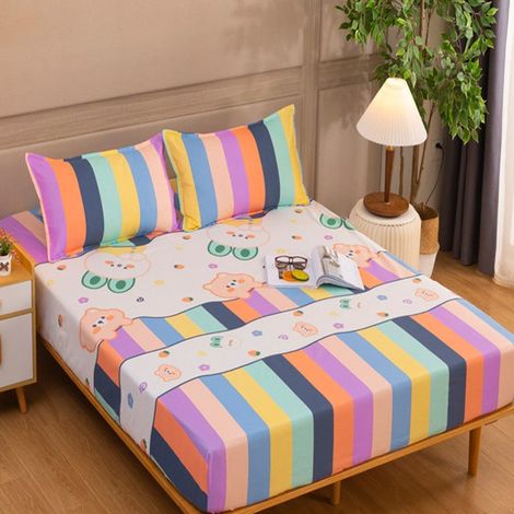 Housse de Matelas 150x200 cm, Drap-Housse en Jersey avec Élastique, Housse de Protection pour Matelas et Couette Fine, Style Mignon, Couleur Unie (1/2)