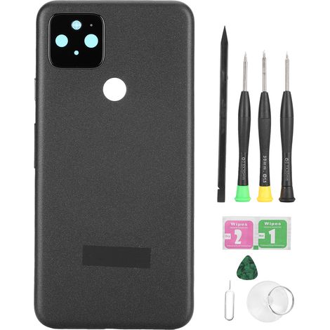 Cache-porte batterie arrière pour Google Pixel 5, boîtier arrière en ABS et métal, noir (1/5)