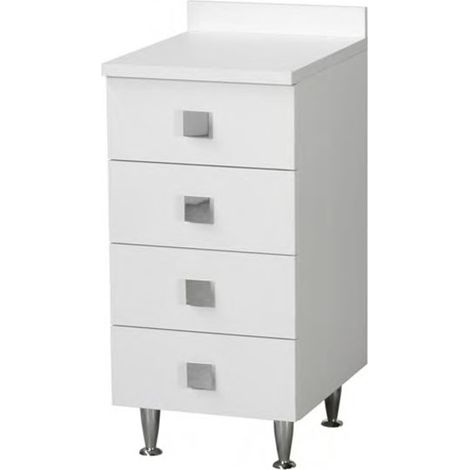 Cassettiera 4 cassetti in legno nobilitato Bianco Frassinato 40x50xh.83.5 cm - consegnato già montato