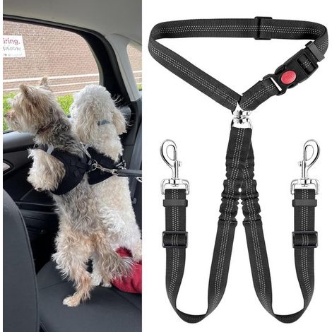 Cintura di sicurezza doppia regolabile per cani da auto (1/5)