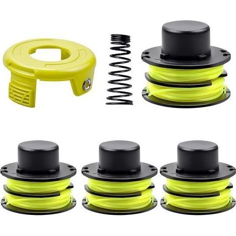 4 Bobine Fil Coupe Bordure Compatible avec Ryobi RAC118 RAC119,Convient pour Ryobi RLT3025F,RLT3025S,RLT3525S,RLT2523,RLT3525,RLT3123,Ø1,2mm-8,4m(4 Bobine+1 Couvercle+1 Ressort) (1/5)