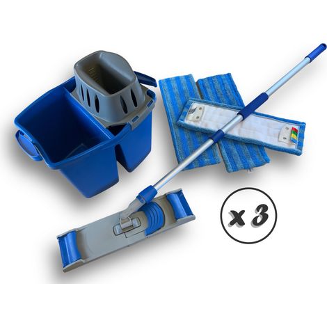 Kit Lave Sol Easy Press Pro Seau Double + Aquafill Franges Micro Easy - Quantité x 3 - Kit lave sol avec Aquafil (1/5)