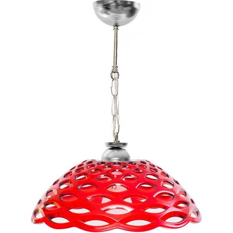 LAMPADARIO DA SOFFITTO IN ACRILICO TRAFORATO 30 X 40 CM IN COLORE ROSSO (1/2)