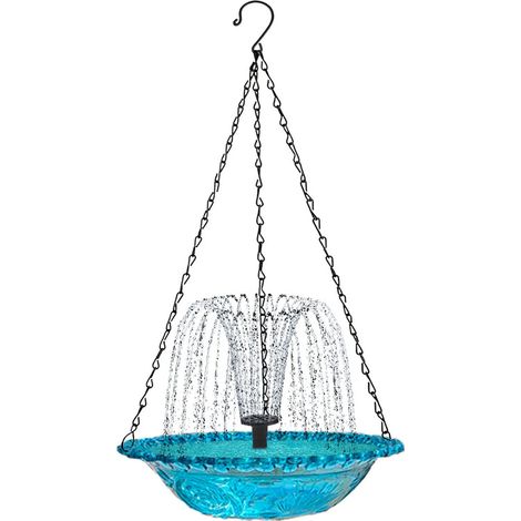 Fontana Solare Automatica e Vasca per Uccelli, Accessorio Decorativo per Giardino e Esterno, Sistema a Energia Solare Ecologico, Perfetta per Laghetti e Cortile, Blu