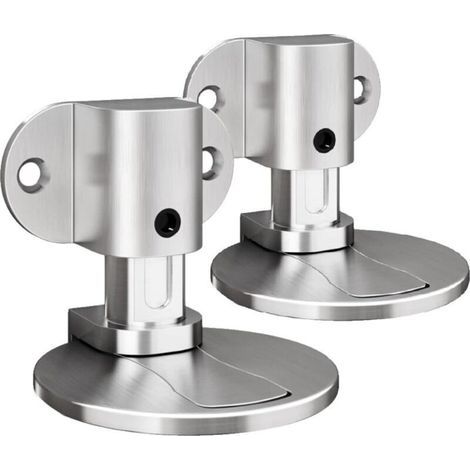 Lot de 2 butées de porte magnétiques invisibles, réglables, ruban adhésif double face 3M ou installation de perçage, pour différents types de portes, fixation au sol (2, Couleur argent)