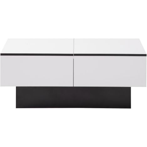 SOGES Table basse universelle pour salon, haute brillance, avec table escamotable et rangement (blanc) (1/5)