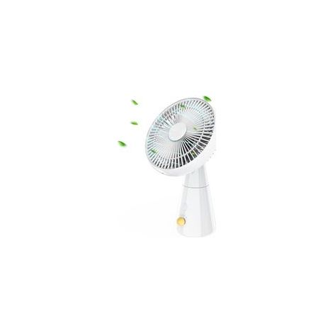 Leiser Ventilator, 25 cm oszillierender Tischventilator, 4 Geschwindigkeitsstufen, kabelloser Ventilator, 3000 mAh USB-Akku, Tischventilator für Schlafzimmer, Tisch, Büro (Weiß) (1/5)