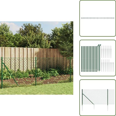 The Living Store Recinzione a Rete con Picchetti Ancoraggio Verde 1,1x25 m - Recinzione metallica