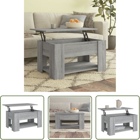 The Living Store Table basse Sonoma gris 79x49x41 cm Bois d'ingénierie - Table Basse - Meuble Bas - Table D'appoint - Table Ronde - Table Rectangulaire (1/5)