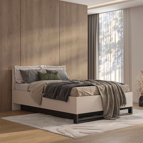 Lit coffre 160x200 sommier inclus Eden Cachemire et Noir (1/5)