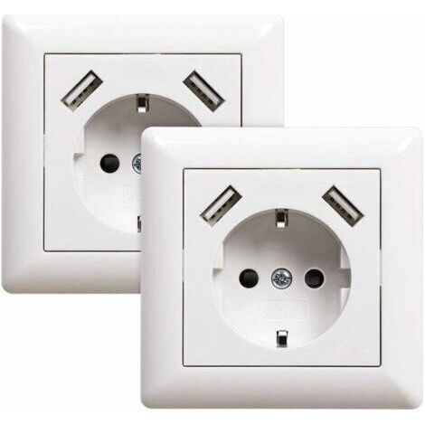 QORVA
-2 prises avec port USB (max. Prise murale encastrée avec prise USB Blanc Système 55 Blanc brillant,de