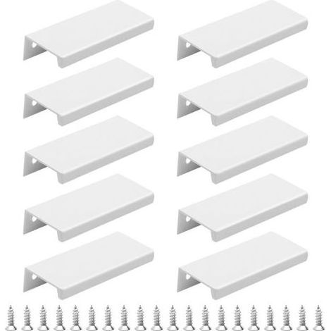 Pack of 10 Profile Handle Kitchen Furniture Handle - Invisible Handle Brushed Furniture Handle White Furniture Handle in Aluminum Alloy Center Distance 64mm (1/4)