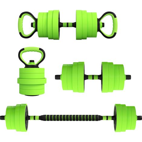 Ensemble d réglables de 30 kg 4 en 1 comprenant kettlebell pliable 30 kg domicile pour salon d'haltères kettlebell, barre support pompes salle sport (1/5)