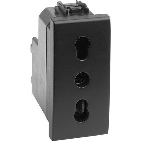 PRESA BIPASSO 2P+T10/16A "DELIGHT" NERA MAURER - CF. BUSTA.