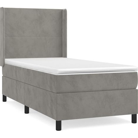 Maison Exclusive - Giroletto a Molle con Materasso Grigio Chiaro 100x200cm Velluto (1/5)