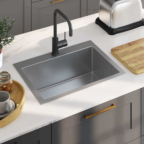 vidaXL Évier de cuisine fait main Acier inoxydable (1/5)