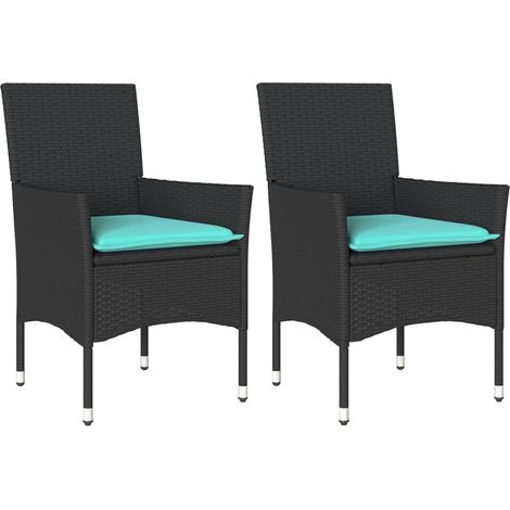 Maison Exclusive - Gartenstühle mit Kissen 2 Stk. Schwarz Poly Ra