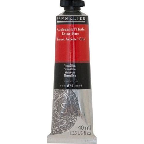 Peinture à l'huile - Sennelier - Vermillon - 40ml - Pigments naturels - Finition satinée