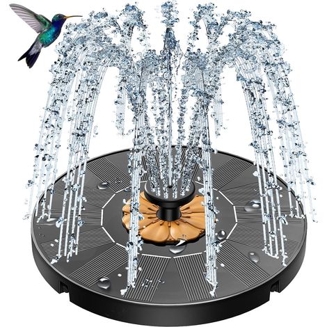 Fontaine solaire flottante 1.4W – 8 buses + 4 tiges – bain oiseaux/étang/piscine/patio – brun