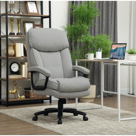 Silla de oficina 68.5x79x117-125 cm gris claro en poliéster con altura regulable y función basculante (1/4)