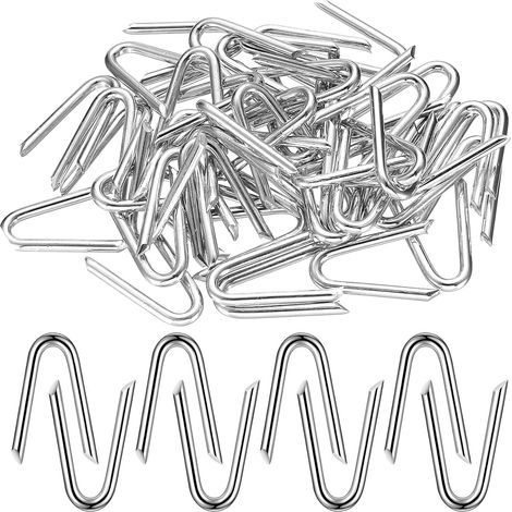 Clou de Clôture en Forme de U, Agrafe pour Grillage, Clous en U à Double Pointe pour Fixer Clôture Jardin, Gazon Clôtures, Grillage a Poule (100 gros) (1/5)