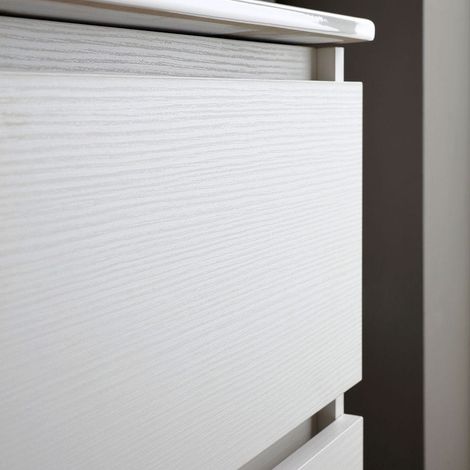 Kiamami Valentina – Meuble de salle de bains suspendu 80cm blanc export avec lavabo en céramique – 2 tiroirs avec fermeture amortie – Design moderne — vue 4