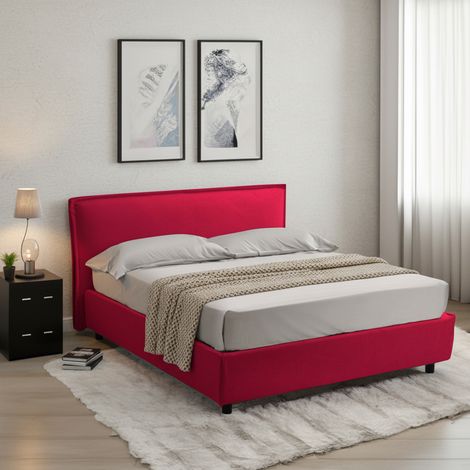 Bett "Brosso" Französisches Modell, Abziehbar, mit Stauraum, Made in Italy, Matratze 120x200 cm, Rot (1/5)