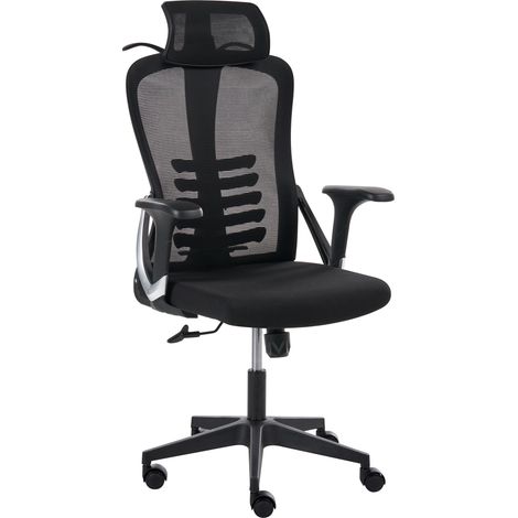 Silla de oficina giratoria ergonómica de malla ruedas de plástico reclinable regulación altura reposabrazos reposacabezas ajustable negro Ergonox