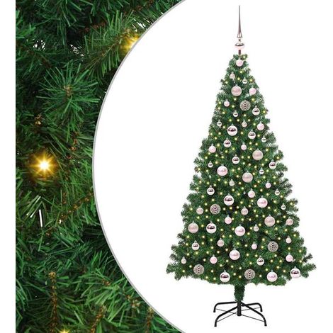 Sapin de Noël artificiel vert, 180 cm de haut, en PVC, acier et plastique. (1/5)