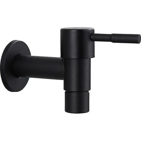 Schwarzer Edelstahl-Außenwasserhahn, für Garten, Wandmontage, für Badezimmer, Waschmaschine, Badewanne, Toilette, Wischmopp, Schwimmbad (Waschmopp) (1/4)