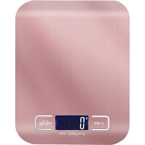 Balance de cuisine électronique, capacité maximale de 5 kg, balance de précision numérique professionnelle avec écran LCD rétroéclairé, arrêt automatique et finition or rose.-AquaForge (1/5)