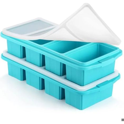 Bac à glaçons en silicone avec couvercle – Moules à aliments congelés en silicone – Grand bac à glaçons (1/5)