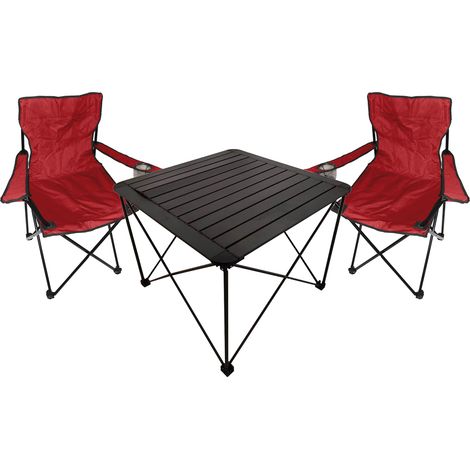 3tlg Campingmöbel Set Anglerstühle-MCM3001+2xMPO2455-rot (1/5)