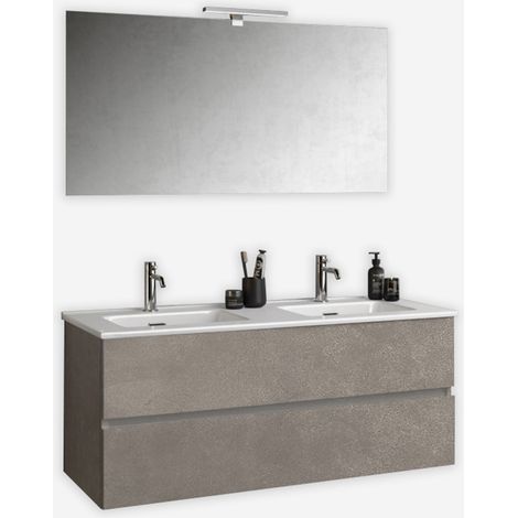 Orizon Hängendes Doppelwaschbecken-Badregal mit Spiegel - Beige