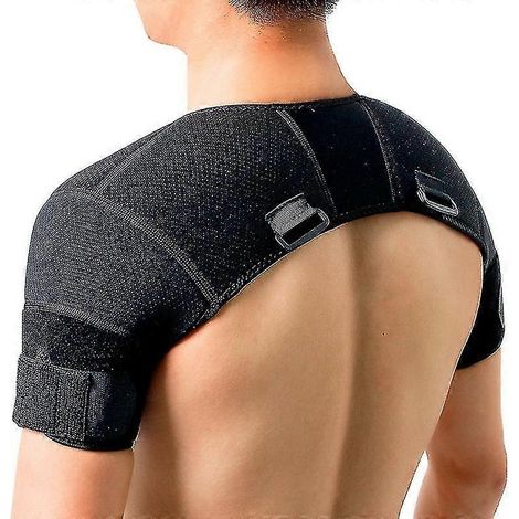 Schwarzes Doppel-Schulterwickel-Korsett, Rotatorenmanschette, Arm-Schmerzlinderung, Heißtherapie für Männer und Frauen, flexibel, XL