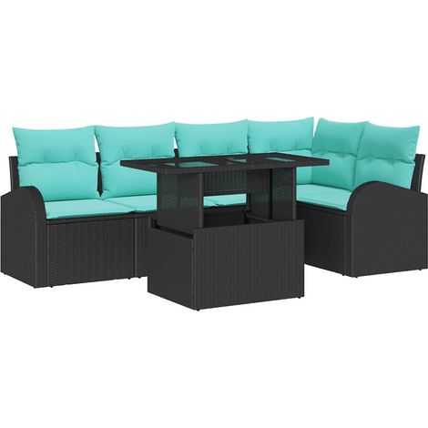 Conjunto de sofá de jardín 6 uds. 5-Número de plazas Negro vidaXL (1/5)