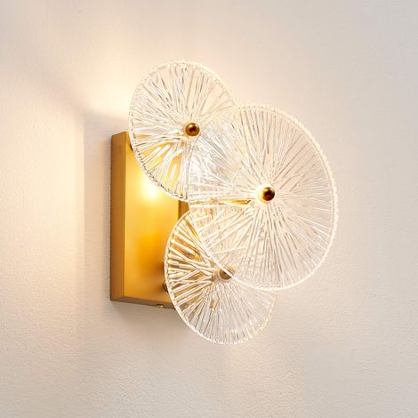 Schicke goldene Metallwandlampe mit drei Scheiben - Emilia