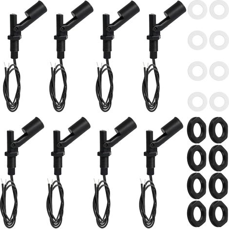 Lot de 8 interrupteurs à flotteur - Capteur de niveau d'eau - Interrupteur à flotteur horizontal monté sur le côté - Pour eau, réservoir, aquarium, piscine, hydroponique (1/5)