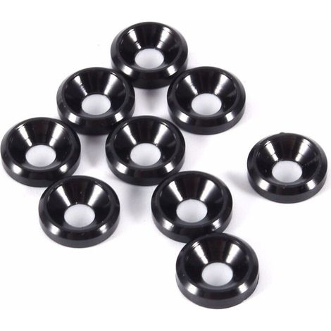 Pack of 10 M4 countersunk washers made of black anodized aluminum (1/4)