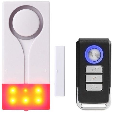 Applicable Alarme pour Porte et Fenêtre - Antivol sans Fil avec Son Puissant de 105 DB et Lumière Vive, Facile à Installer (1 Alarme et 1 Télécommande) (1/5)