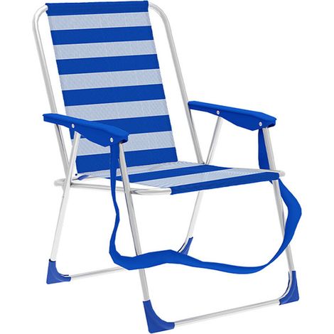 Marbueno Silla Plegable Aluminio Rayas Azul y Blanco Playa (1/2)