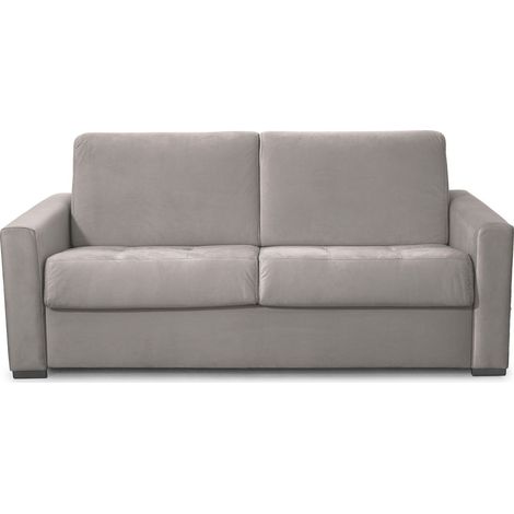 Canapé convertible 3 places en velours taupe - ouverture express - Paloma (1/5)