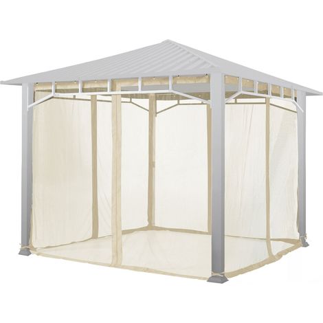 TOOLPORT Moskitonetz für Gartenpavillon Sunset Superior 3x3 m - Polyester - Insektengitter mit Reißverschluss - champagenr (1/5)