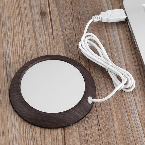 USB-Tassenwärmer, Getränkebecherwärmer, Matte für Tee und Kaffee im Büro, dunkle Holzmaserung (1/5)