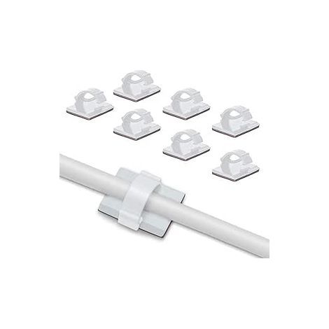 100PCS Clips Câbles Adhésif Durables, Rangement de Cordon Serre-Câbles, Gestion de Câble Support Organiseur de Fils Electriques Réglable pour Bureau/Maison/TV/Chargeur/Voiture/PC (Blanc) (1/4)