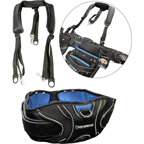BAP Heavy Duty Champion Tool Belt Pouch Holster Black Padded Leather + Braces (1/5)